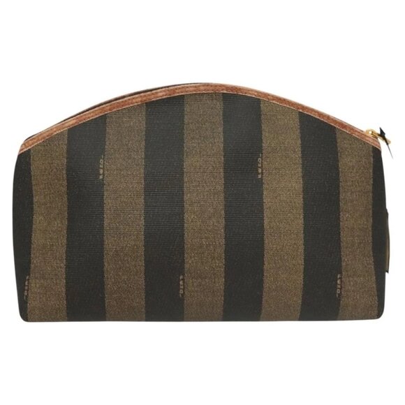 FENDI Pecan Canvas Pouch Black Brown gold Auth - Picture 3 of 15